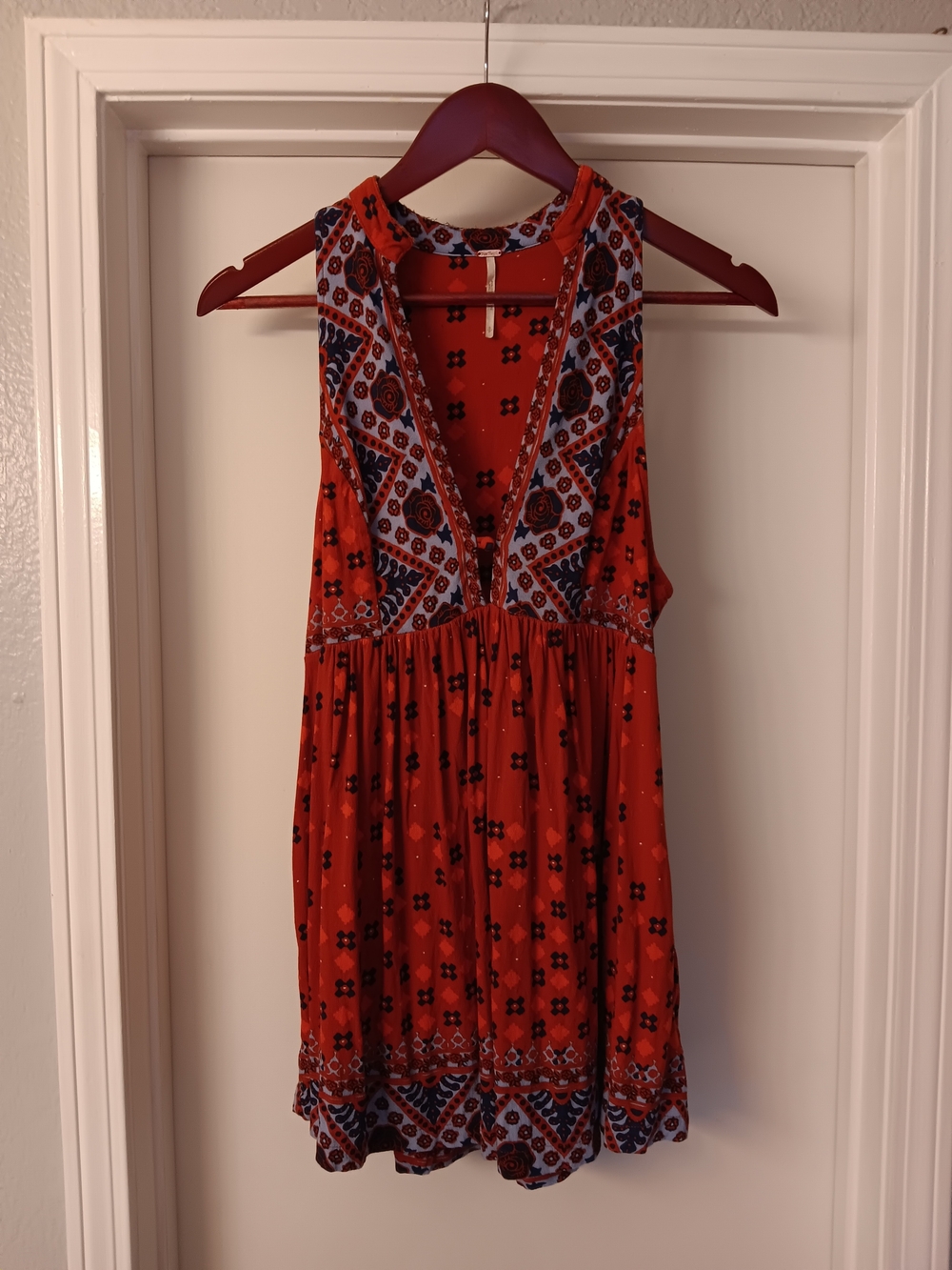 Free People Red Printed Flowy Tunic